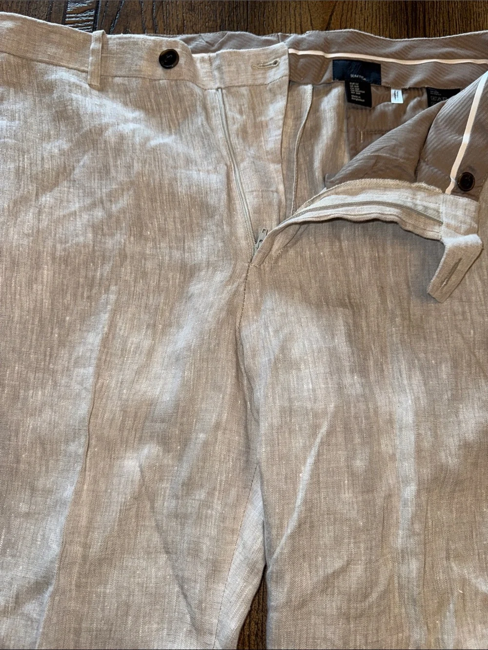 H&M Slim Fit Men's Linen Dress Pants in Light Beige